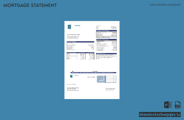 USA RBC Bank Hypothekenauszug in Word- und PDF-Formaten – Beispielvorschau